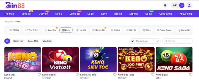Đấu Trường Số Đỉnh Cao Với Table Game Max Keno Tại Bin88 Siêu Hấp Dẫn