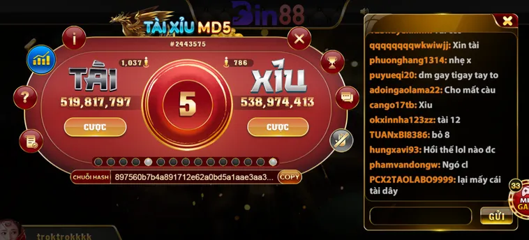 Tài Xỉu MD5 Tại Bin88 Đỉnh Cao Công Nghệ Cá Cược Minh Bạch Và Hào Hứng