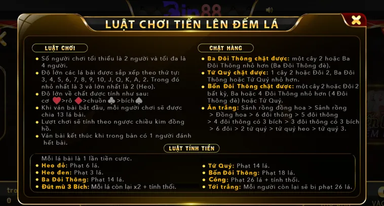 Tiến Lên Đếm Lá Tại Bin88 Thách Thức Bản Lĩnh Của Mọi Cao Thủ Đỉnh Cao